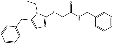 N-benzyl-2-[(5-benzyl-4-ethyl-4H-1,2,4-triazol-3-yl)sulfanyl]acetamide Struktur