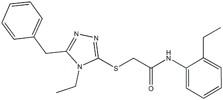 2-[(5-benzyl-4-ethyl-4H-1,2,4-triazol-3-yl)sulfanyl]-N-(2-ethylphenyl)acetamide 化学構造式