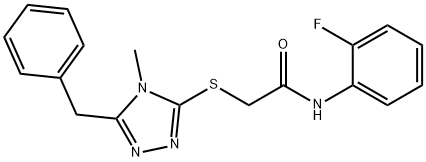 2-[(5-benzyl-4-methyl-4H-1,2,4-triazol-3-yl)sulfanyl]-N-(2-fluorophenyl)acetamide,626204-67-9,结构式