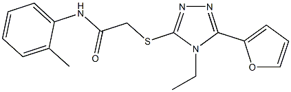 2-{[4-ethyl-5-(2-furyl)-4H-1,2,4-triazol-3-yl]sulfanyl}-N-(2-methylphenyl)acetamide 结构式