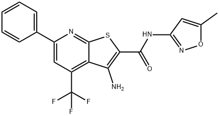 3-amino-N-(5-methyl-3-isoxazolyl)-6-phenyl-4-(trifluoromethyl)thieno[2,3-b]pyridine-2-carboxamide Struktur