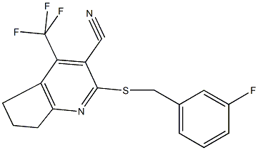 2-[(3-fluorobenzyl)sulfanyl]-4-(trifluoromethyl)-6,7-dihydro-5H-cyclopenta[b]pyridine-3-carbonitrile Structure