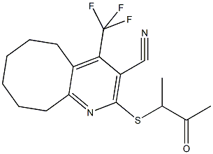 2-[(1-methyl-2-oxopropyl)sulfanyl]-4-(trifluoromethyl)-5,6,7,8,9,10-hexahydrocycloocta[b]pyridine-3-carbonitrile,626222-09-1,结构式