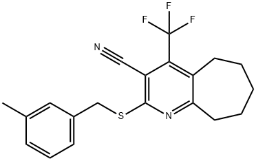2-[(3-methylbenzyl)sulfanyl]-4-(trifluoromethyl)-6,7,8,9-tetrahydro-5H-cyclohepta[b]pyridine-3-carbonitrile|