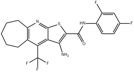 3-amino-N-(2,4-difluorophenyl)-4-(trifluoromethyl)-6,7,8,9-tetrahydro-5H-cyclohepta[b]thieno[3,2-e]pyridine-2-carboxamide,626227-43-8,结构式