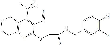 2-{[3-cyano-4-(trifluoromethyl)-5,6,7,8-tetrahydroquinolin-2-yl]sulfanyl}-N-(3,4-dichlorobenzyl)acetamide Structure