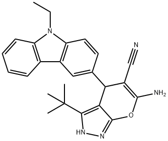 626228-03-3 6-amino-3-tert-butyl-4-(9-ethyl-9H-carbazol-3-yl)-2,4-dihydropyrano[2,3-c]pyrazole-5-carbonitrile