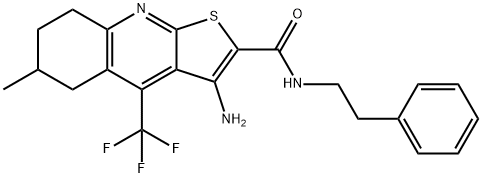 3-amino-6-methyl-N-(2-phenylethyl)-4-(trifluoromethyl)-5,6,7,8-tetrahydrothieno[2,3-b]quinoline-2-carboxamide 化学構造式