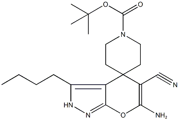 6-amino-3-butyl-2,4-dihydropyrano[2,3-c]pyrazole-5-carbonitrile-4-spiro-4'-1'-(piperidinecarboxylate)|