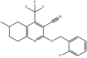 2-[(2-fluorobenzyl)sulfanyl]-6-methyl-4-(trifluoromethyl)-5,6,7,8-tetrahydroquinoline-3-carbonitrile 结构式
