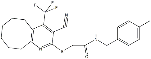 2-{[3-cyano-4-(trifluoromethyl)-5,6,7,8,9,10-hexahydrocycloocta[b]pyridin-2-yl]sulfanyl}-N-(4-methylbenzyl)acetamide|