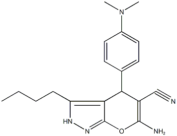 6-amino-3-butyl-4-[4-(dimethylamino)phenyl]-2,4-dihydropyrano[2,3-c]pyrazole-5-carbonitrile Structure