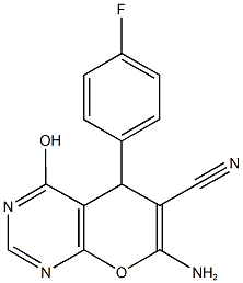 7-amino-5-(4-fluorophenyl)-4-hydroxy-5H-pyrano[2,3-d]pyrimidine-6-carbonitrile Structure