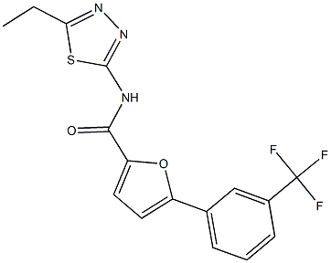 N-(5-ethyl-1,3,4-thiadiazol-2-yl)-5-[3-(trifluoromethyl)phenyl]-2-furamide 化学構造式