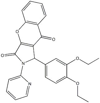 1-(3,4-diethoxyphenyl)-2-(2-pyridinyl)-1,2-dihydrochromeno[2,3-c]pyrrole-3,9-dione,627050-15-1,结构式