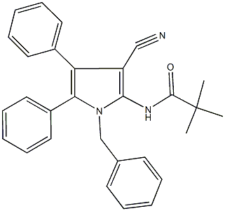 N-(1-benzyl-3-cyano-4,5-diphenyl-1H-pyrrol-2-yl)-2,2-dimethylpropanamide 结构式