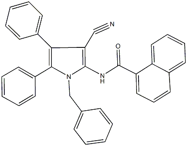 N-(1-benzyl-3-cyano-4,5-diphenyl-1H-pyrrol-2-yl)-1-naphthamide 化学構造式