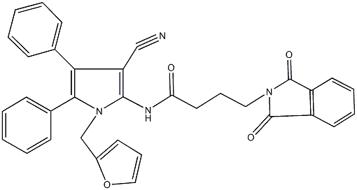 N-[3-cyano-1-(2-furylmethyl)-4,5-diphenyl-1H-pyrrol-2-yl]-4-(1,3-dioxo-1,3-dihydro-2H-isoindol-2-yl)butanamide Structure