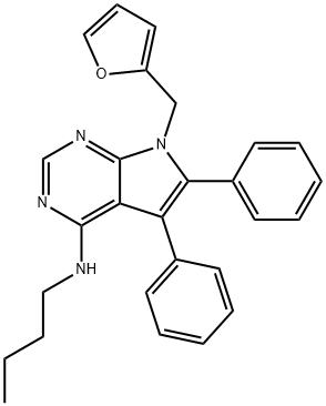 N-butyl-N-[7-(2-furylmethyl)-5,6-diphenyl-7H-pyrrolo[2,3-d]pyrimidin-4-yl]amine Structure