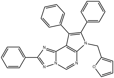 7-(2-furylmethyl)-2,8,9-triphenyl-7H-pyrrolo[3,2-e][1,2,4]triazolo[1,5-c]pyrimidine 化学構造式