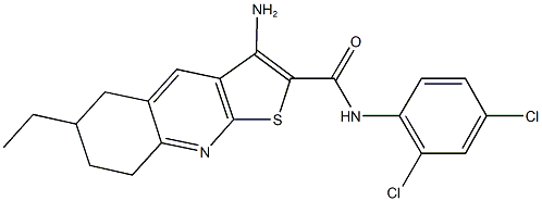 3-amino-N-(2,4-dichlorophenyl)-6-ethyl-5,6,7,8-tetrahydrothieno[2,3-b]quinoline-2-carboxamide 化学構造式