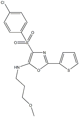 4-[(4-chlorophenyl)sulfonyl]-N-(3-methoxypropyl)-2-(2-thienyl)-1,3-oxazol-5-amine,627834-73-5,结构式