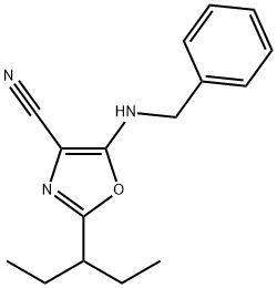 5-(benzylamino)-2-(1-ethylpropyl)-1,3-oxazole-4-carbonitrile Structure