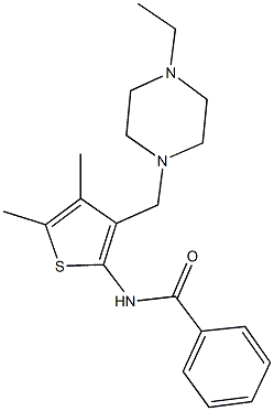 N-{3-[(4-ethyl-1-piperazinyl)methyl]-4,5-dimethyl-2-thienyl}benzamide Struktur