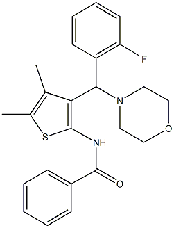 N-{3-[(2-fluorophenyl)(4-morpholinyl)methyl]-4,5-dimethyl-2-thienyl}benzamide Struktur