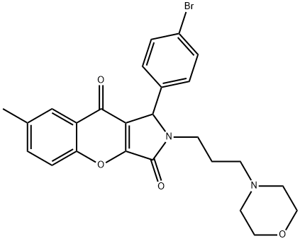 1-(4-bromophenyl)-7-methyl-2-[3-(4-morpholinyl)propyl]-1,2-dihydrochromeno[2,3-c]pyrrole-3,9-dione 化学構造式