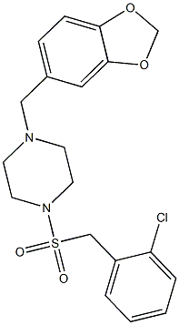 1-(1,3-benzodioxol-5-ylmethyl)-4-[(2-chlorobenzyl)sulfonyl]piperazine Struktur