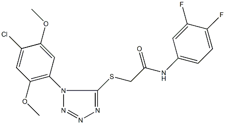 2-{[1-(4-chloro-2,5-dimethoxyphenyl)-1H-tetraazol-5-yl]sulfanyl}-N-(3,4-difluorophenyl)acetamide 化学構造式