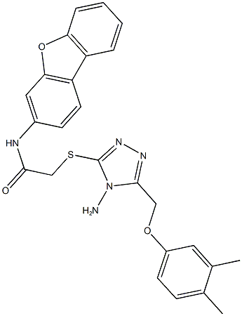 2-({4-amino-5-[(3,4-dimethylphenoxy)methyl]-4H-1,2,4-triazol-3-yl}sulfanyl)-N-dibenzo[b,d]furan-3-ylacetamide Structure