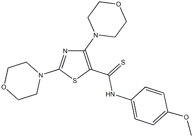 N-(4-methoxyphenyl)-2,4-di(4-morpholinyl)-1,3-thiazole-5-carbothioamide Structure