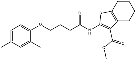 methyl 2-{[4-(2,4-dimethylphenoxy)butanoyl]amino}-4,5,6,7-tetrahydro-1-benzothiophene-3-carboxylate Struktur