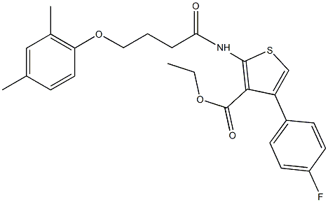 ethyl 2-{[4-(2,4-dimethylphenoxy)butanoyl]amino}-4-(4-fluorophenyl)-3-thiophenecarboxylate Structure