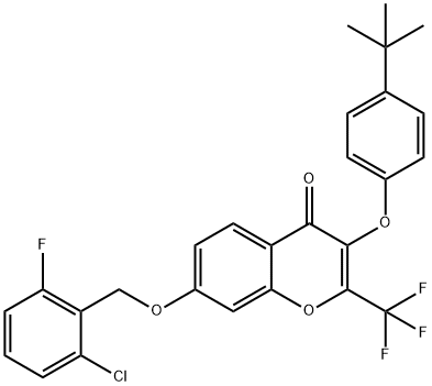 3-(4-tert-butylphenoxy)-7-[(2-chloro-6-fluorobenzyl)oxy]-2-(trifluoromethyl)-4H-chromen-4-one Struktur