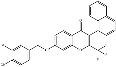 7-[(3,4-dichlorobenzyl)oxy]-3-(1-naphthyl)-2-(trifluoromethyl)-4H-chromen-4-one Struktur
