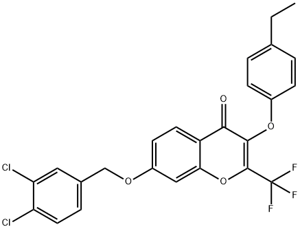 7-[(3,4-dichlorobenzyl)oxy]-3-(4-ethylphenoxy)-2-(trifluoromethyl)-4H-chromen-4-one Struktur