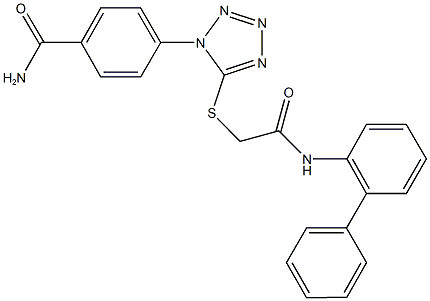 4-(5-{[2-([1,1'-biphenyl]-2-ylamino)-2-oxoethyl]sulfanyl}-1H-tetraazol-1-yl)benzamide Structure