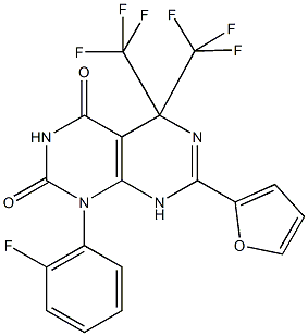 1-(2-fluorophenyl)-7-(2-furyl)-5,5-bis(trifluoromethyl)-5,8-dihydropyrimido[4,5-d]pyrimidine-2,4(1H,3H)-dione Structure