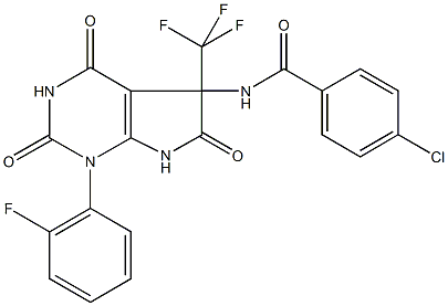 4-chloro-N-[1-(2-fluorophenyl)-2,4,6-trioxo-5-(trifluoromethyl)-2,3,4,5,6,7-hexahydro-1H-pyrrolo[2,3-d]pyrimidin-5-yl]benzamide|