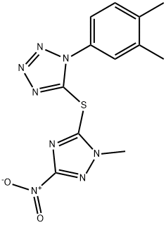 1-(3,4-dimethylphenyl)-5-({3-nitro-1-methyl-1H-1,2,4-triazol-5-yl}sulfanyl)-1H-tetraazole 化学構造式