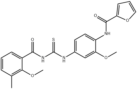 N-[2-methoxy-4-({[(2-methoxy-3-methylbenzoyl)amino]carbothioyl}amino)phenyl]-2-furamide 结构式