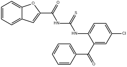 N-(1-benzofuran-2-ylcarbonyl)-N'-(2-benzoyl-4-chlorophenyl)thiourea Structure