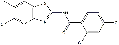 2,4-dichloro-N-(5-chloro-6-methyl-1,3-benzothiazol-2-yl)benzamide 化学構造式