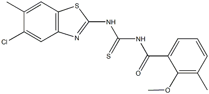 N-(5-chloro-6-methyl-1,3-benzothiazol-2-yl)-N'-(2-methoxy-3-methylbenzoyl)thiourea,637311-34-3,结构式