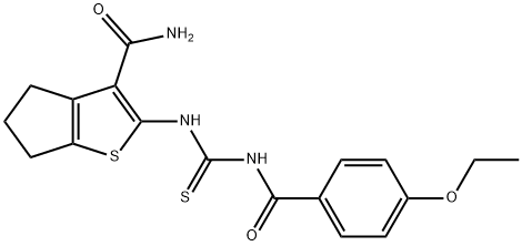 2-({[(4-ethoxybenzoyl)amino]carbothioyl}amino)-5,6-dihydro-4H-cyclopenta[b]thiophene-3-carboxamide Structure