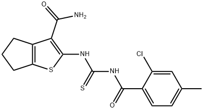 2-({[(2-chloro-4-methylbenzoyl)amino]carbothioyl}amino)-5,6-dihydro-4H-cyclopenta[b]thiophene-3-carboxamide,637314-24-0,结构式