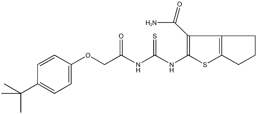 637314-44-4 2-[({[(4-tert-butylphenoxy)acetyl]amino}carbothioyl)amino]-5,6-dihydro-4H-cyclopenta[b]thiophene-3-carboxamide